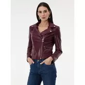 Burgundy womens faux leather jacket ORSAY - Womens
