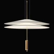 Vibia Flamingo - LED obesna svetilka z 2 senčniki, zlata - Dnevna soba/jedilnica - Dizajn - mat zlato, opal - Kovina