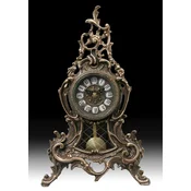 Casa Padrino luxury baroque table clock 26 x H. 42 cm - Handmade bronze clock baroque style - Baroque desk clock - Baroque desk decoration - Baroque decorative accessories