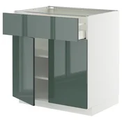 METOD / MAXIMERA Podni element s fiokom/2 vrata, bela/Kallarp tamna sivozelena visokog sjaja, 80x60 cm