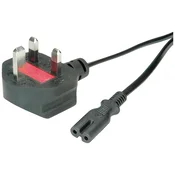 VALUE VALUE UK napajalni kabel na evro ploski vtič C7\, 2-polni\, črn\, 1\,8 m Value 19.99.2017 tok priključni kabel črna 1.80 m, (20414681)