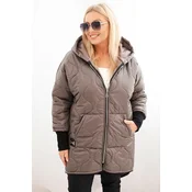 Kesi Włoski Plus Size womens quilted jacket with a hood fango