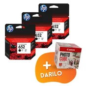 HP - Komplet kartuš HP F6V25AE nr.652 (črna), original, 3 kosi + DARILO GRATIS