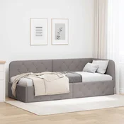 Vidaxl Kotna postelja z vzglavjem Taupe 80 x 200 cm blago