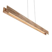 Elobra LED viseča svetilka Atacama, hrast/črna, les, dolžina 116 cm - Dnevna soba/jedilnica - Sodobni - les svetel, črn