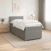 vidaXL Postelja boxspring z vzmetnico Svetlo siva 90 x 200 cm Blago