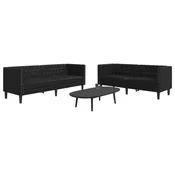 shumee vidaXL vidaXL Komplet Chesterfield kavčev 2-delna črno umetno usnje