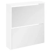 Vidaxl Omarica za čevlje 2 nadstropna z ogledalom bela 63x17x67 cm