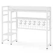 Northix Namizna polica 94x25x74 cm 4 nivoji s kavlji bela
