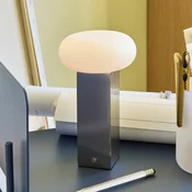 Hübsch LED namizna svetilka na baterije LOW, nikljevo barva, višina 20 cm, kovina - Dnevna soba/jedilnica - Sodobni - nikelj, bel