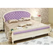 Casa Padrino luxury baroque double bed with rhinestones purple/white - Magnificent solid wood bed - Luxury bedroom furniture in baroque style - Baroque bedroom furniture - Noble & Magnificent
