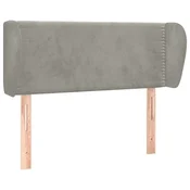 Vidaxl Vzglavje z ušesi svetlo sivo 83x23x78/88 cm žamet