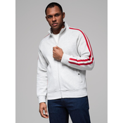 Ombre Mens sweatshirt with high collar and stripes - grey melange