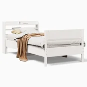 shumee vidaXL Posteljni okvir brez vzmetnice bel 90x200 cm masiven borov les