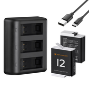 K&F CONCEPT Gopro Hero12(Compatible with 11/10/9)Three-slot LED charging stand*1 + USB to Type C