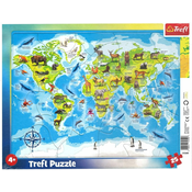 Trefl Puzzle Zemljevid sveta z živalmi 25 kosov