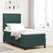 Vidaxl Postelja z vzmetnico Temno zelena 100 x 200 cm Žamet