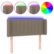 Vidaxl LED posteljno vzglavje taupe 93x16x78/88 cm blago