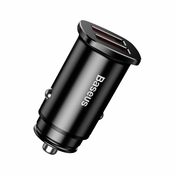 AUTO PUNJAC BASEUS MINI QC3.0 2-PORT USB CAR CHARGER BLACK