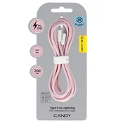 BLAVEC Pleteni kabel Candy tipa C na Lightning PD 20W 2.4A 2 metra Apple CarPlay CCA-CL24P20 roza