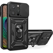 shumee ARMORED OVITEK ZA APPLE IPHONE 14 PRO BLACK ZAŠČITA ZA KAMERO Z OBROČKOM