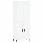 Vidaxl Visoka omara bela 69,5x34x180 cm inženirski les