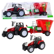 shumee Kmetijski traktor s prikolico za krmo, rdeč 60 cm