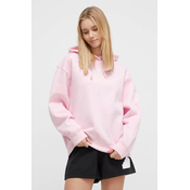 Pulover adidas Originals Adicolor Essentials Boyfriend Hoodie ženski, roza barva, s kapuco, IR5927