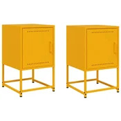 MAISON CHIC Dvo delni komplet Nočne omarice - Nočne mize gorčično rumena 36x39x60,5 cm jeklo, (21688304)