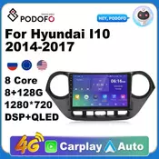 Podofo AutoRadio 2Din Android Radio Carplay For Hyundai I10 2014-2017 AI Voice 4G GPS Car Multimedia Video Player Stereo 2din