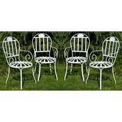 Casa Padrino Art Nouveau garden chair set of 4 white 47 x 47 x H. 94 cm - Handmade wrought iron chairs with armrests - Nostalgic wrought iron garden & patio furniture