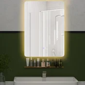 Costway LED kopalniško ogledalo 70x50 cm z nastavljivo svetlostjo in 3 barvami, samodejno odmrzovanje
