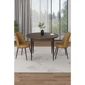 Hanah Home trpezarijski set Tor, sto i 2 stolice, ploca u dekoru drveta Baroque, kapucino tkanina Babyface
