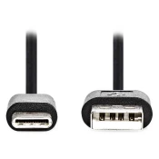 NEDIS USB 2.0 kabel/USB-C priključek - USB-A priključek/črn/bulk/2 m