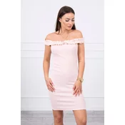 Shoulder dress with frills powder pink