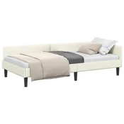 Vidaxl Kotna postelja z vzglavjem krema 90 cm x 190 cm Žamet