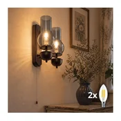 BRILAGI - LED stensko svetilo COTTAGE 2xE14/40W/230V buk/dimno siva