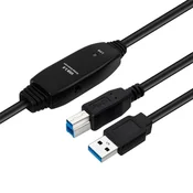 Aktivni USB 3.2 Gen 1 A-B 10m M-M, črn