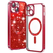 TPU gel ovitek Techsuit Luxury Glitter MagSafe za iPhone 15 Plus - red