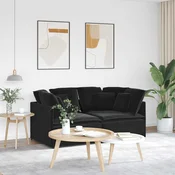 Modularna sofa s jastucima, crna, baršunasta
