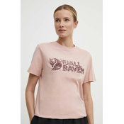 Majica kratkih rukava Fjallraven Lush Logo T-shirt za žene, boja: ružicasta, F14600165