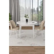 Hanah Home trpezarijski set Tor, sto i 2 stolice, bela ploca, krem tkanina Babyface