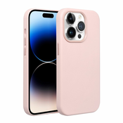 Usnjena maska Mag Cover za iPhone 14 Pro peščeno roza