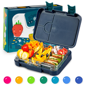 Klarstein junior Lunchbox, 6 predelkov, 21,3x15x4,5 cm (ŠxVxG), brez BPA (SMF2-jnrnavyspace)