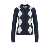 WE Fashion Pletena jopa temno modra/vinsko rdeča/bela