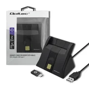 Čitalnik pametnih osebnih izkaznic Qoltec SCR-0643 | USB 2.0 + USB-C adapter