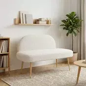vidaXL Oblazinjena klop z naslonom Krem 110 x 60 x 76 cm Bouclé