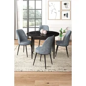 Hanah Home Set Trpezarijski sto i 4 stolice, Sivo-crni