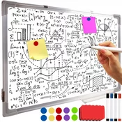 Magnetna tabla briši piši 60x40cm + markerji magneti in gobica