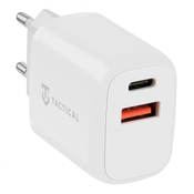 Tactical Dual 20W mrežni polnilnik - USB in USB - C - bel KP31218